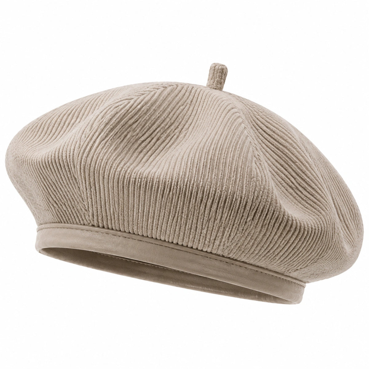 Basco taglia unica in tessuto a coste beige - stile casual