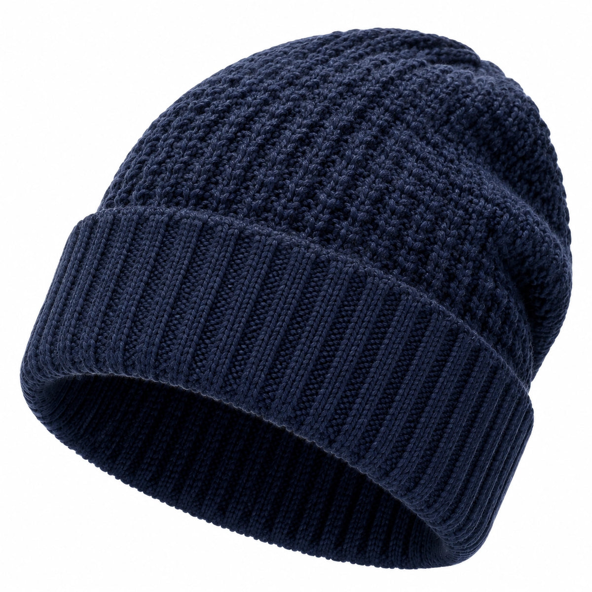 Berretto a maglia taglia unica blu navy con risvolto stile casual