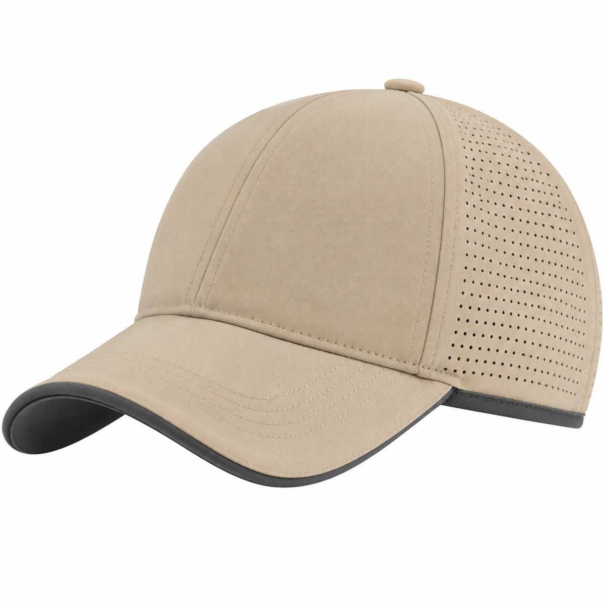 Cappellino da baseball taglia unica in tessuto beige traforato - visiera curva traspirante