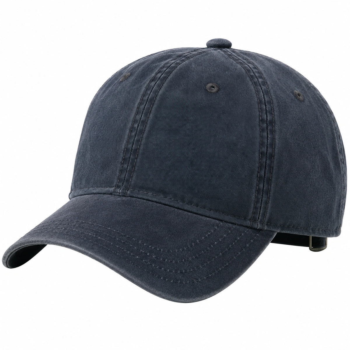 Cappellino da baseball taglia unica in tessuto effetto denim blu scuro con visiera curva regolabile