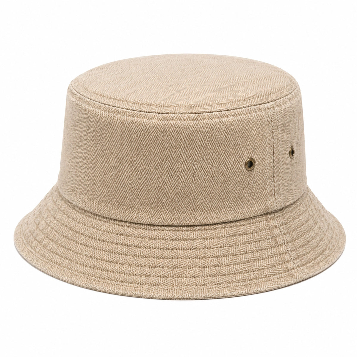 Cappello pescatore taglia unica in tessuto beige a spina di pesce