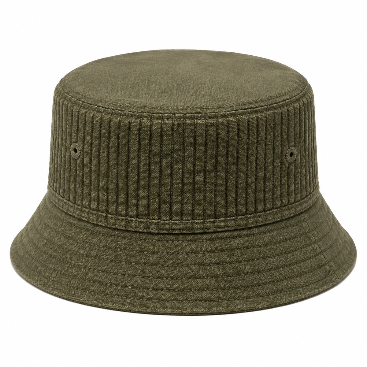 Cappello pescatore taglia unica in tessuto verde oliva a coste - stile casual