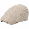 Berretto piatto taglia unica in tessuto beige a quadri - stile casual