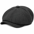 Cappello newsboy taglia unica in tessuto nero con visiera stile classico