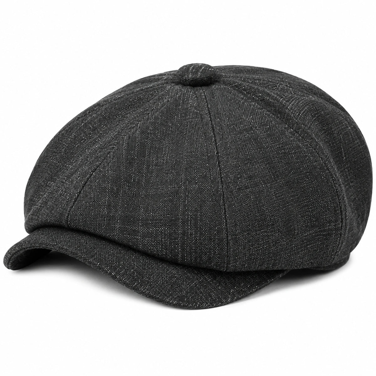 Cappello newsboy taglia unica in tessuto nero con visiera stile classico