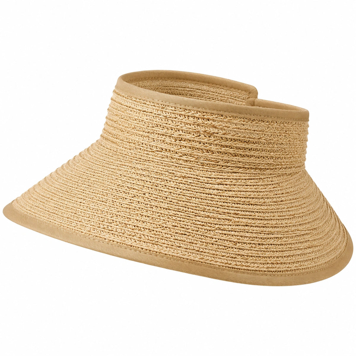 Visiera da donna taglia unica in fibra intrecciata beige - stile estivo con tesa ampia