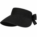 Cappello visiera taglia unica in fibra intrecciata nera con fiocco regolabile